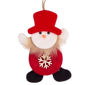 Yılbaşı Süsü, Kardan Adam, Kar Tanesi Figürlü, Kırmızı - 10x15 cm