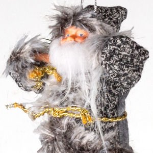 Yılbaşı Gri Elbiseli Askılı Noel Baba Yılbaşı Ağacı Süsü 20 Cm.