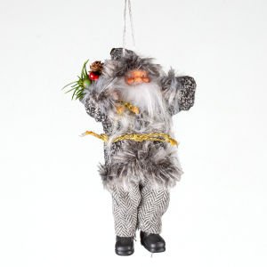 Yılbaşı Gri Elbiseli Askılı Noel Baba Yılbaşı Ağacı Süsü 20 Cm.