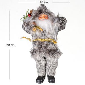 Yılbaşı Gri Elbiseli Askılı Noel Baba Yılbaşı Ağacı Süsü 20 Cm.