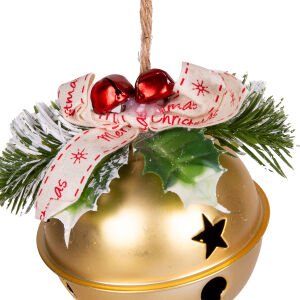 Yılbaşı Ağaç Süsü Çıngıraklı Yılbaşı Topu 3'lü Set Gold 8 Cm.