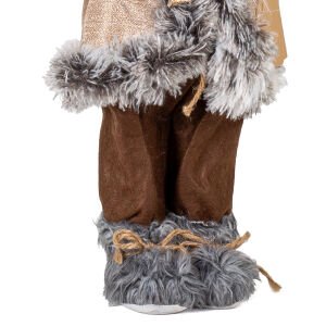 Yılbaşı Kahverengi Pantolonlu Kayak Takımı Taşıyan Noel Baba 45 Cm.
