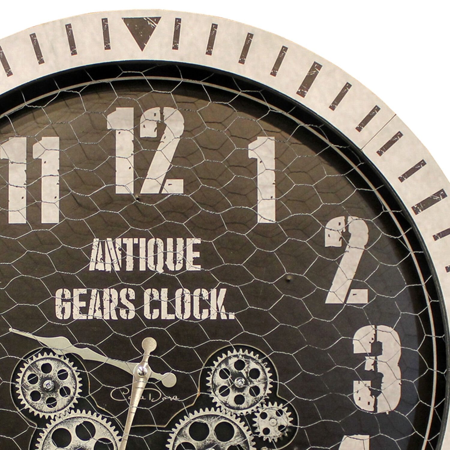 Duvar Saati, Rakamlı, Ahşap Çarklı, Krem Renk - 60 cm