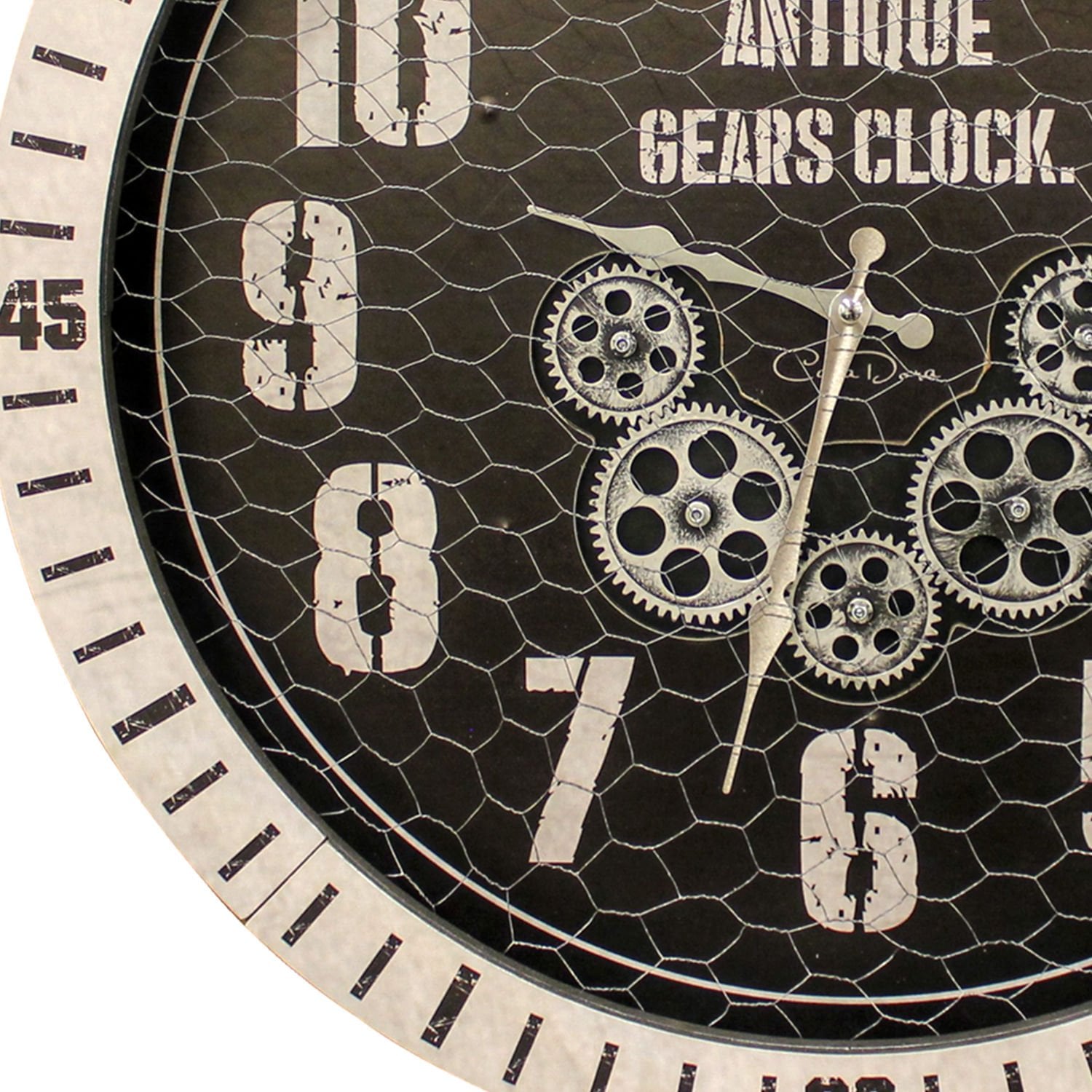 Duvar Saati, Rakamlı, Ahşap Çarklı, Krem Renk - 60 cm