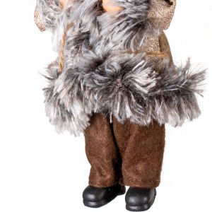 Yılbaşı Kahverengi Pantolonlu Çalı Taşıyan Asılabilir Noel Baba 20 Cm.