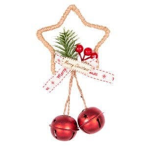 Yılbaşı Süsü, Yıldız, Çanlı, Kırmızı - 9x14 cm