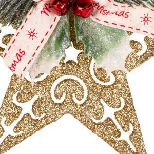 Yılbaşı Ağaç Süsü Yılbaşı Dekorlu Yıldız Gold 10x13 Cm.