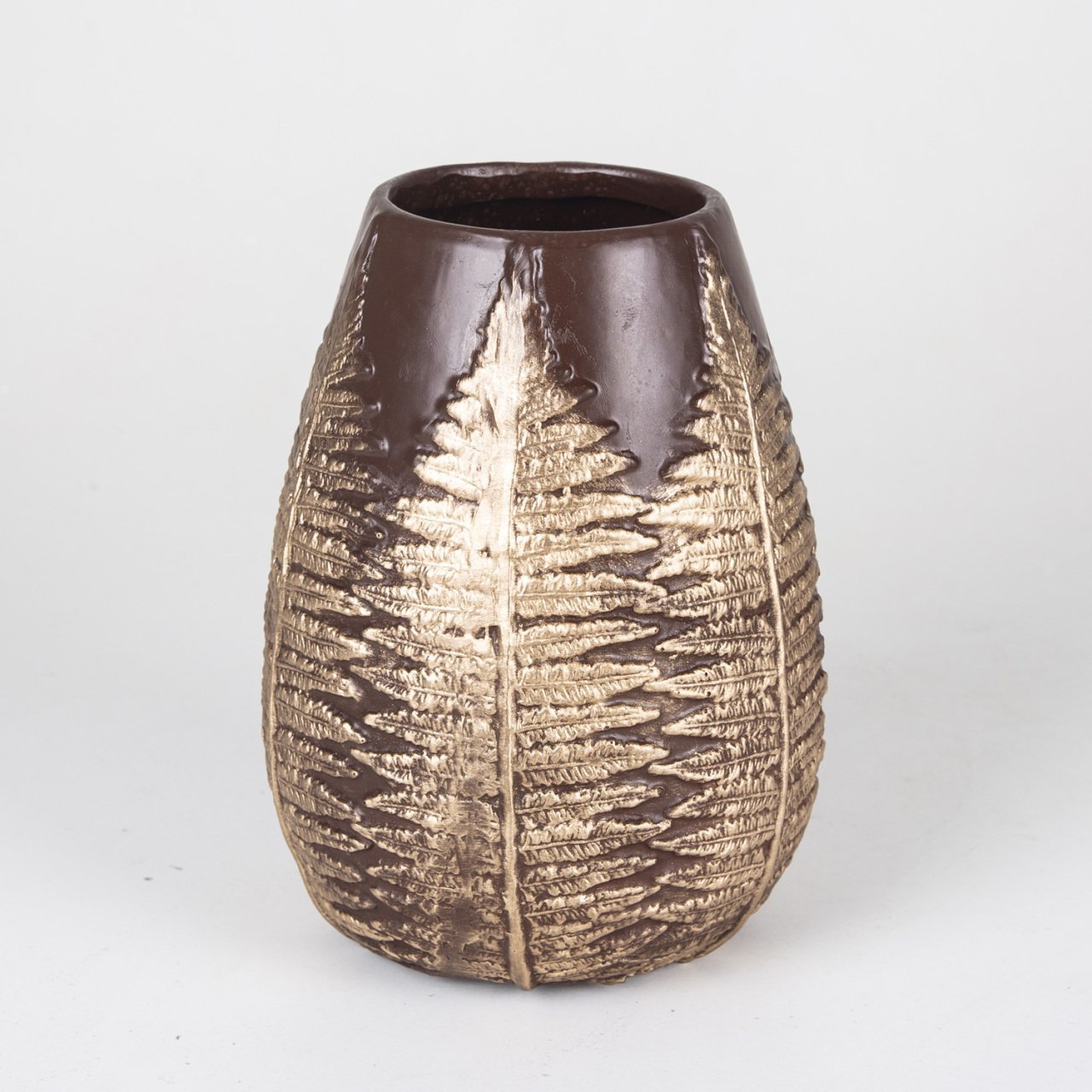 Veramaya Çam Desenli Kahverengi Polyester Vazo 20x16 Cm
