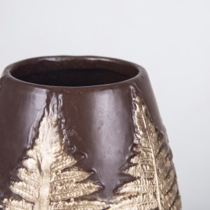 Veramaya Çam Desenli Kahverengi Polyester Vazo 20x16 Cm