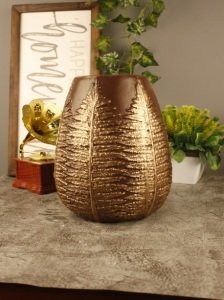 Veramaya Çam Desenli Kahverengi Polyester Vazo 20x16 Cm