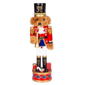 Yılbaşı Süsü, Ahşap Ayı, Kahverengi-Kırmızı - 7x28 cm