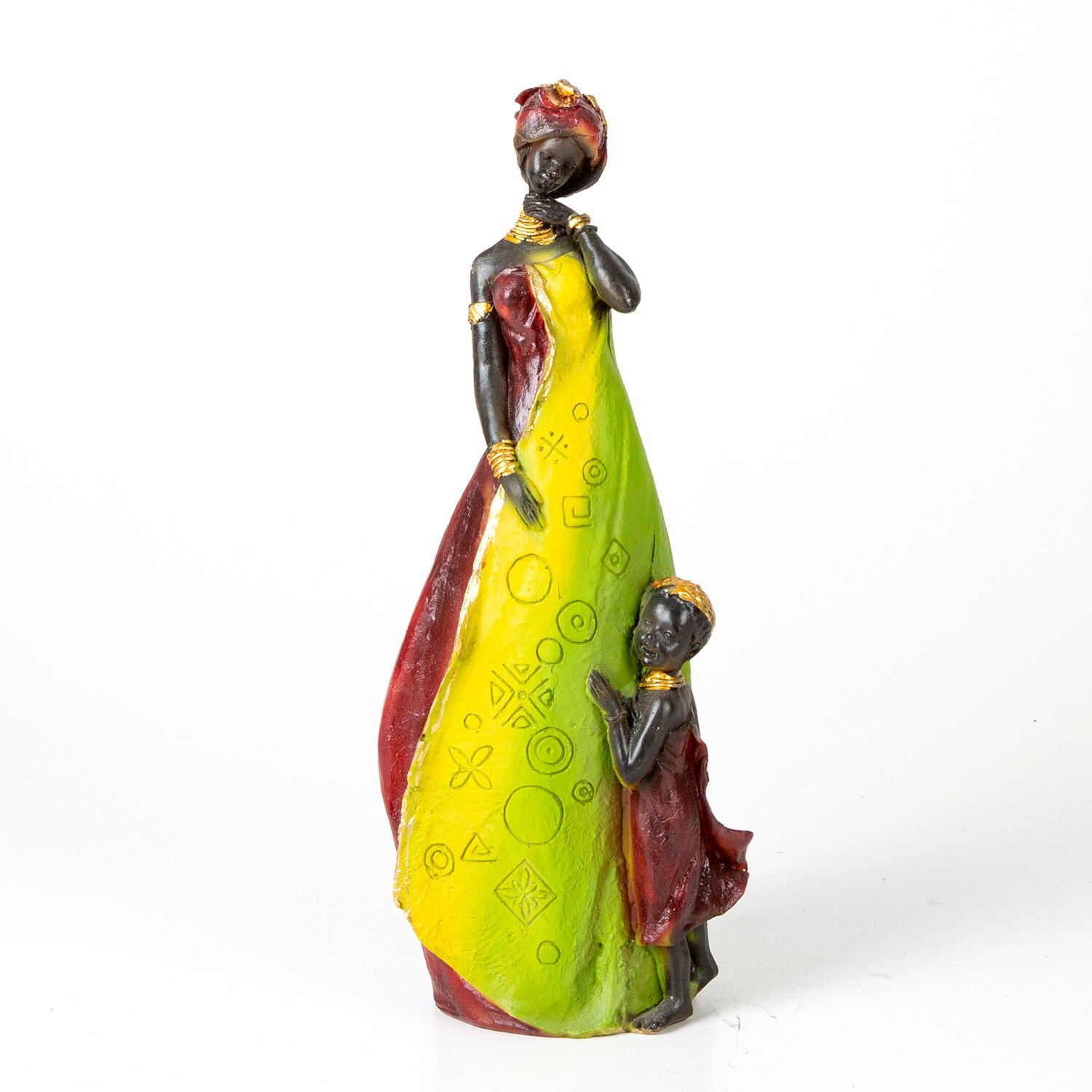 Otantik Afrikalı Anne Çocuk Bordo-Yeşil-Sarı 15x38x11 Cm.