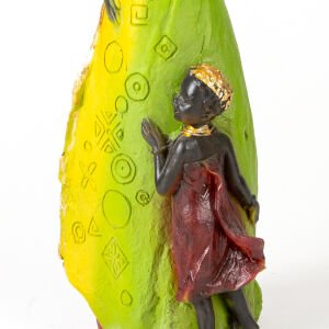 Otantik Afrikalı Anne Çocuk Bordo-Yeşil-Sarı 15x38x11 Cm.