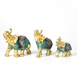 Otantik Fil Biblo Üçlü Set Gold-Yeşil