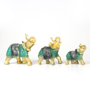 Otantik Fil Biblo Üçlü Set Gold-Yeşil