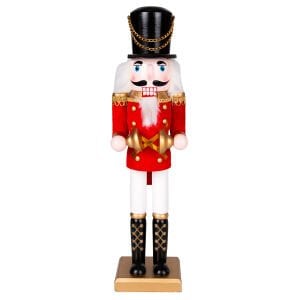 Yılbaşı Süsü, Kurşun Adam, Fındıkkıran, Kırmızı-Beyaz - 9x38 cm