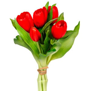 Yapay Çiçek Lale Demet Islak Dokulu Kırmızı 26 Cm.