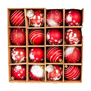 Yılbaşı Süsü, Yılbaşı Topu, Kırmızı - 16'lı Set, 6 cm