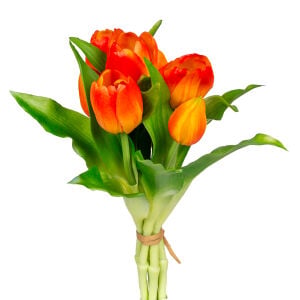 Yapay Çiçek Lale Demet Islak Dokulu Turuncu 26 Cm.