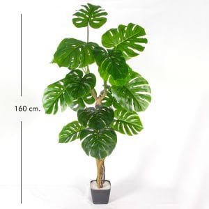 Yapay Ağaç, Monstera-Deve Tabanı, Gerçek Dokulu, Yeşil - 16 Yaprak, 160 cm