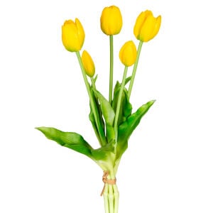 Yapay Çiçek Lale Demet Islak Dokulu Sarı 40 Cm.