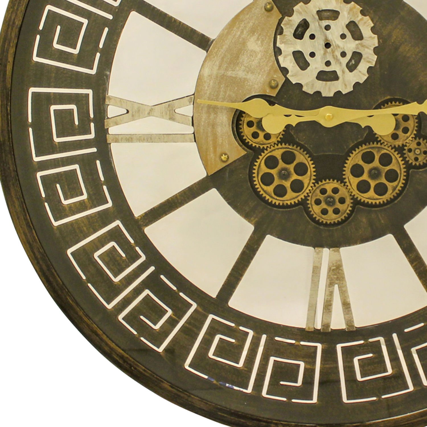 Duvar Saati, Roma Rakamlı, Çarklı, Otantik, Altın Renk - 80 cm