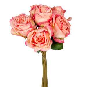 Yapay Gül Demet 6 Çiçekli Kurutulmuş Efektli Pembe 32 Cm.