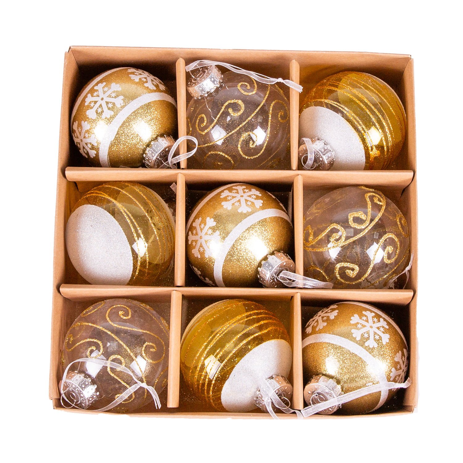 Yılbaşı Ağaç Süsü Yılbaşı Topu 9'lu Set Gold 8 Cm.