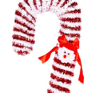 Yılbaşı Ağaç Süsü Noel Baba Figürlü Baston Kırmızı-Beyaz 19x52 Cm.