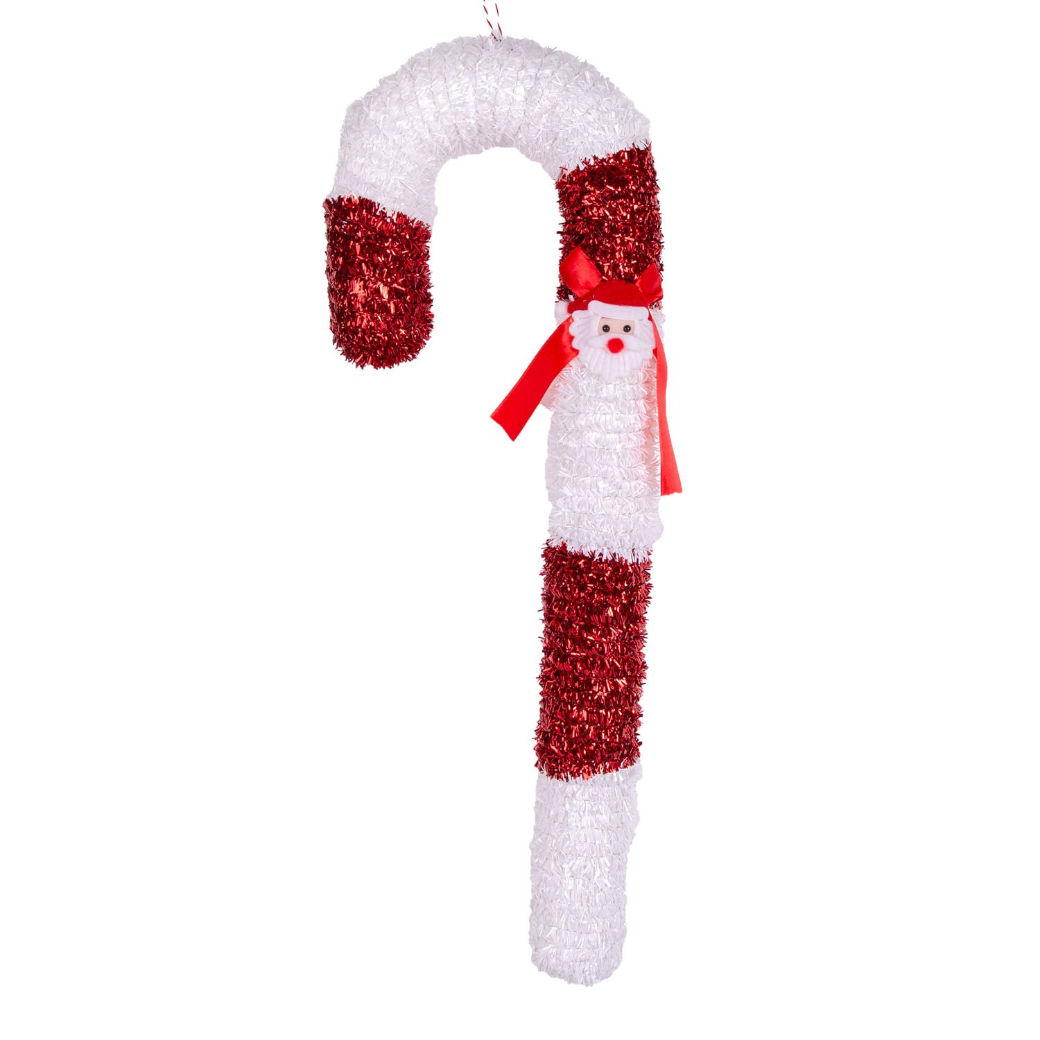 Yılbaşı Ağaç Süsü Noel Baba Figürlü Baston Kırmızı-Beyaz 19x52 Cm.