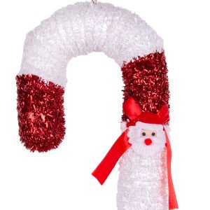 Yılbaşı Ağaç Süsü Noel Baba Figürlü Baston Kırmızı-Beyaz 19x52 Cm.