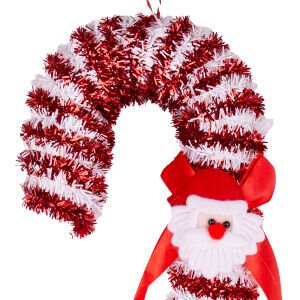 Yılbaşı Ağaç Süsü Noel Baba Figürlü Baston Kırmızı-Beyaz 13x35 Cm.