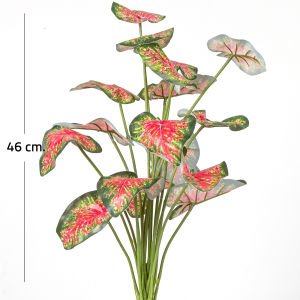 Yapay Bitki Caladium-Kaladyum Demet Gerçek Dokulu 18 Yaprak 46 Cm.
