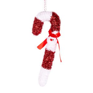 Yılbaşı Ağaç Süsü Noel Baba Figürlü Baston Kırmızı-Beyaz 13x35 Cm.