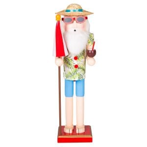 Ahşap Adam, Hasır Şapkalı, Yeşil-Kırmızı - Yeşil Gömlekli, 9x38 cm