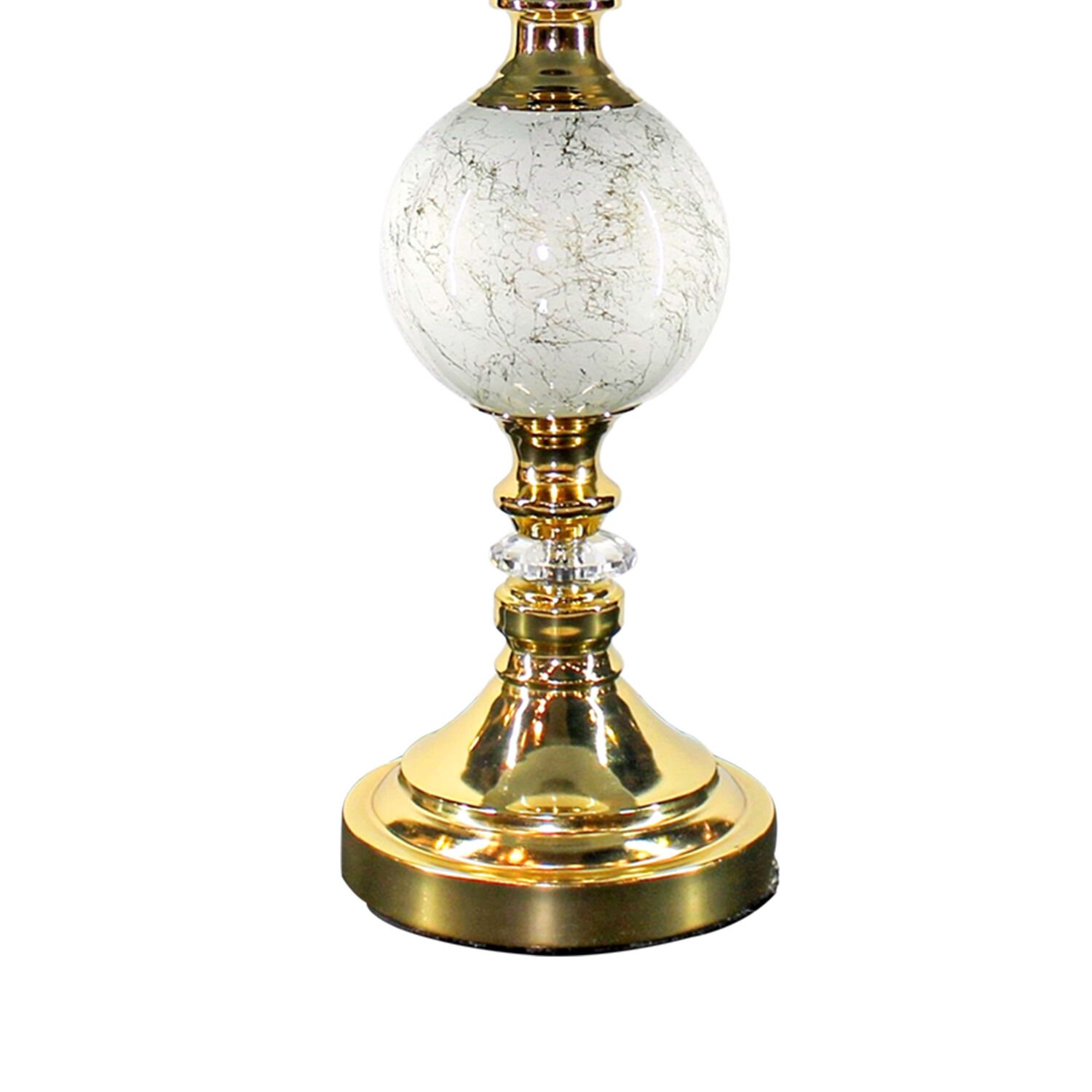 Seramik Abajur, Altın - Ortası Krem Renk, Siyah Şapkalı, 33 x 55 cm