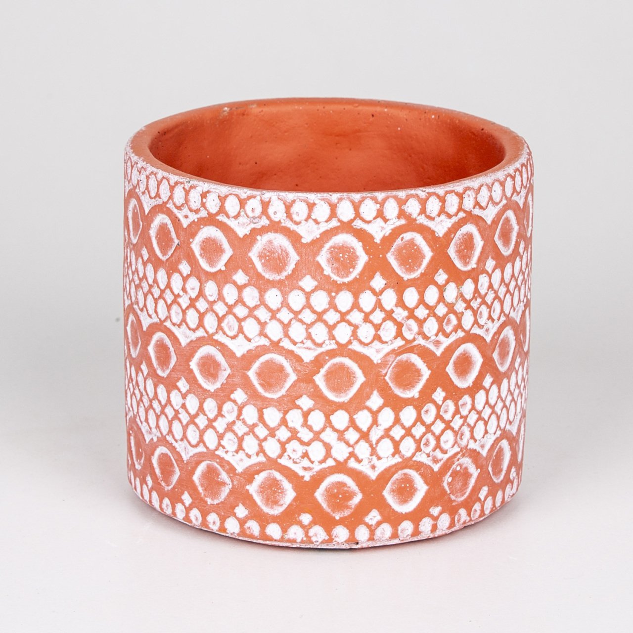 Veramaya Dantel Güpür Desen Kiremit Renk Beton Saksı 14x12,5 Cm