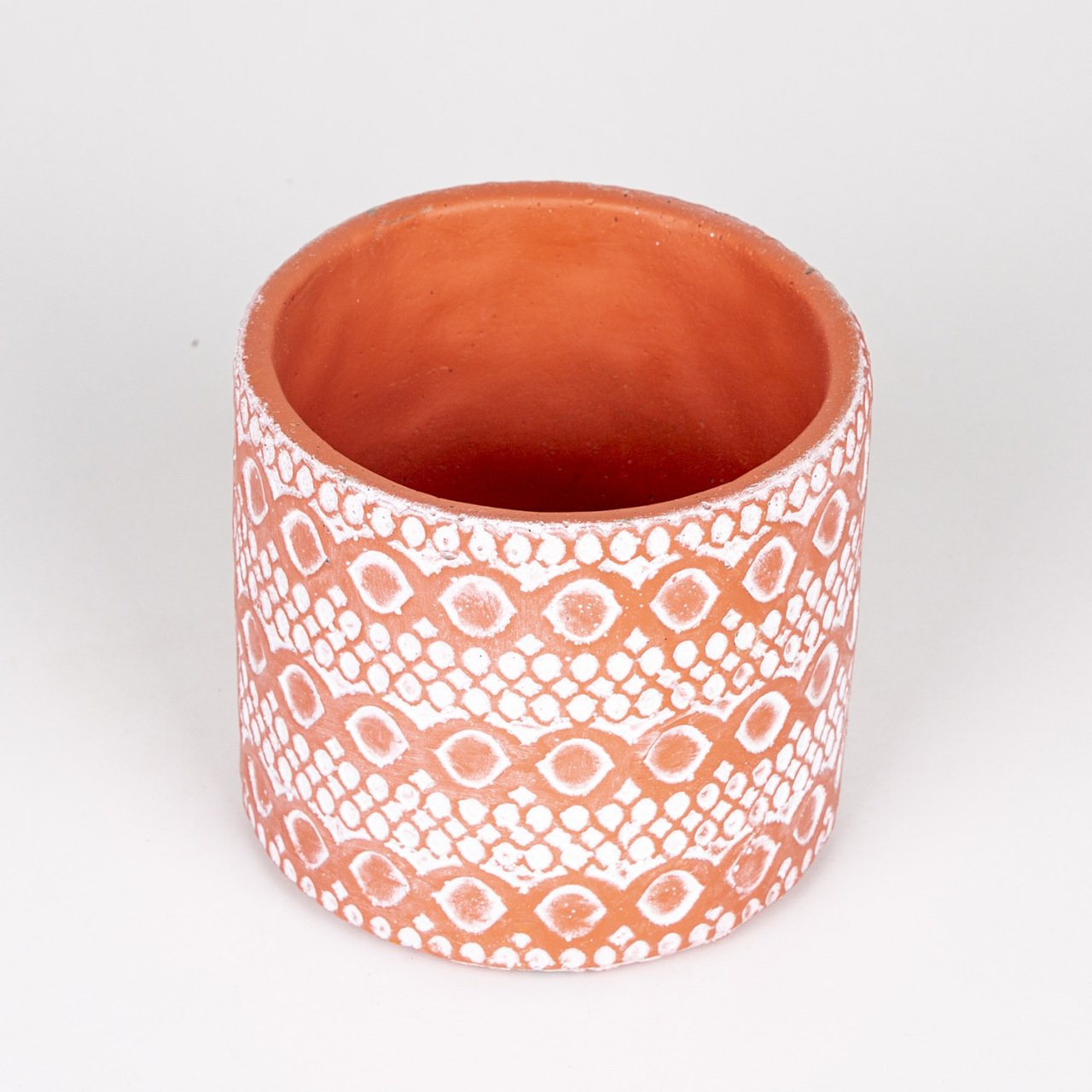 Veramaya Dantel Güpür Desen Kiremit Renk Beton Saksı 14x12,5 Cm