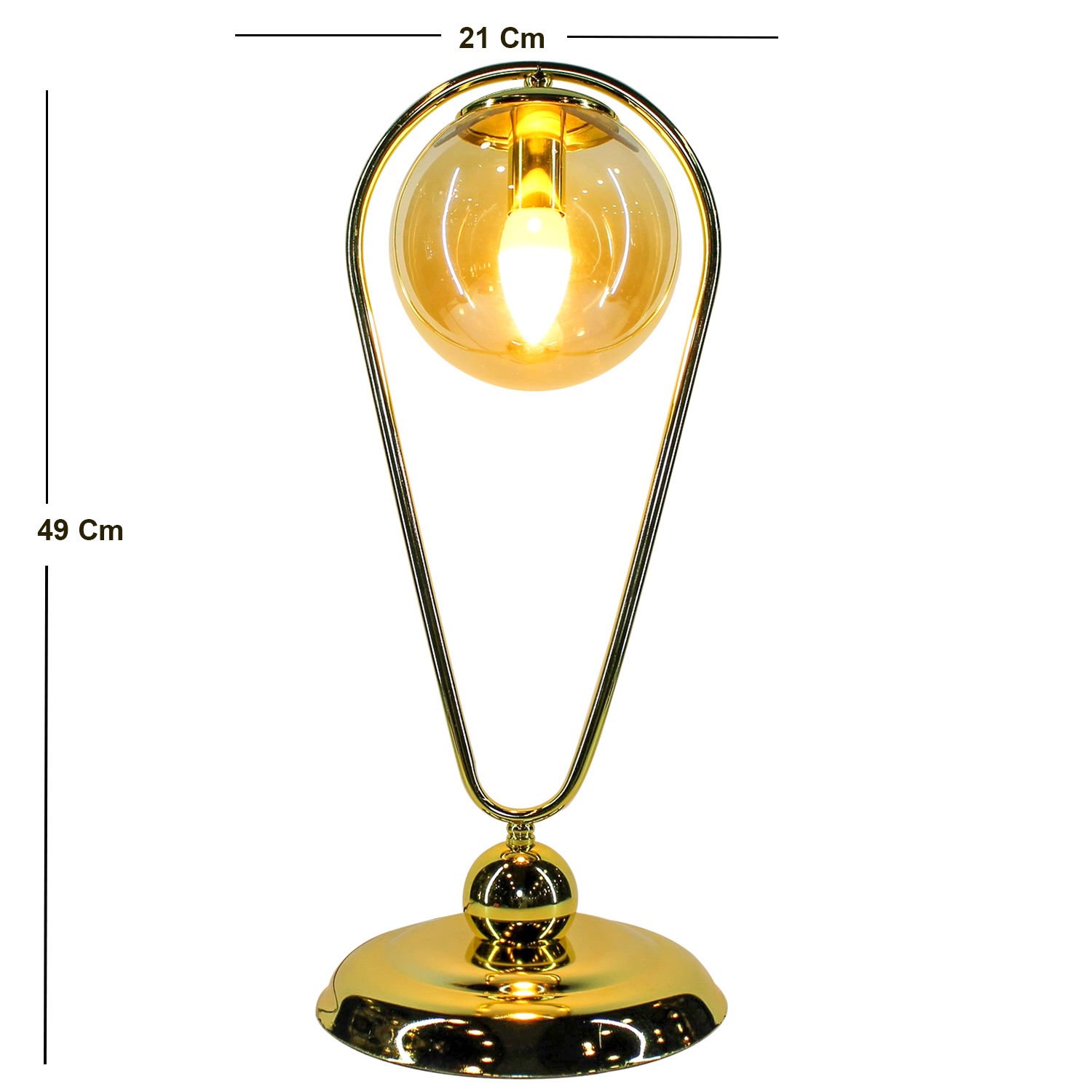 Abajur, Damla Stil, Altın - 21 x 49 cm