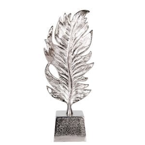 Metal Dekor Yaprak Gümüş 16x10x44 Cm.
