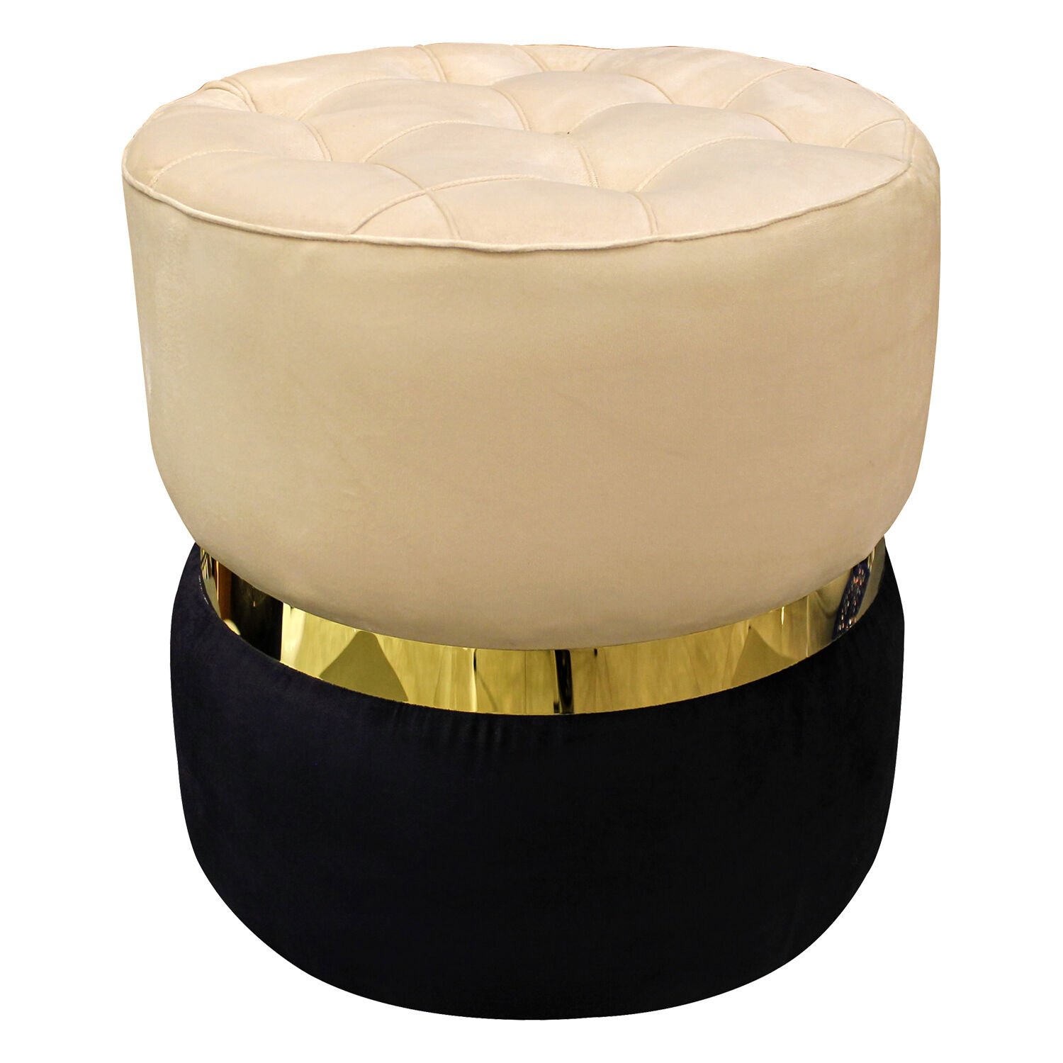 Modern Silindir Puf Siyah-Beyaz 42 x 42 Cm.
