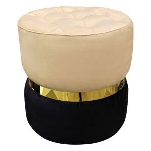 Modern Silindir Puf Siyah-Beyaz 42 x 42 Cm.
