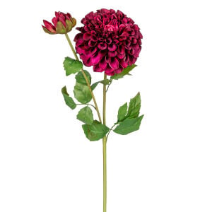Yapay Yıldız Çiçeği Pompon Dahlia Islak Dokulu Bordo 16x60 Cm.