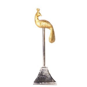 Metal Biblo, Tavuskuşu, Gold-Gümüş - 7,5x7x22 cm