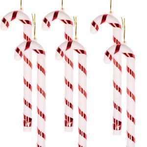 Yılbaşı Süsü, Baston, Kırmızı-Beyaz - 6'lı Set, 4x17 cm