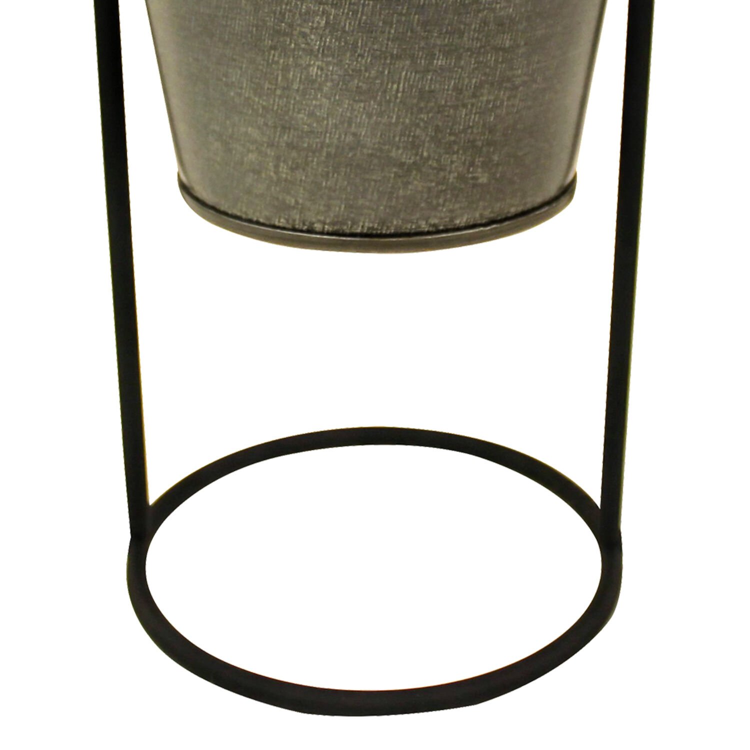 Metal Saksı, Gümüş - Tekli, Standlı, 13 x 21 cm