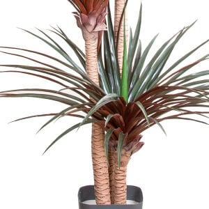 Yapay Avize Çiçeği Bitkisi (Yucca Ağacı) 200 Yapraklı Yeşil-Bordo 170 Cm.