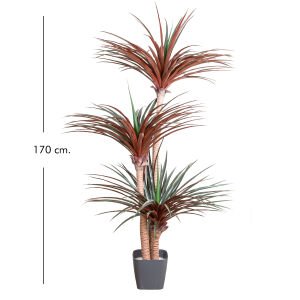 Yapay Avize Çiçeği Bitkisi (Yucca Ağacı) 200 Yapraklı Yeşil-Bordo 170 Cm.