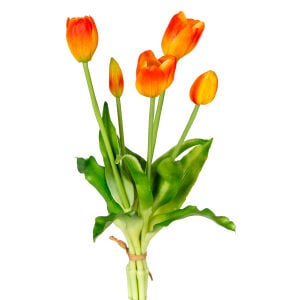Yapay Çiçek Lale Demet Islak Dokulu Turuncu 40 Cm.