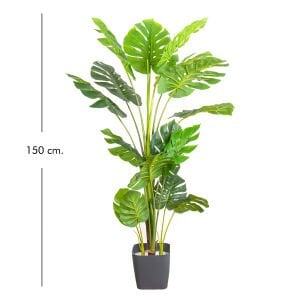 Yapay Deve Tabanı Ağacı (Monstera Ağacı) Gerçek Dokulu 16 Yapraklı 150 Cm.